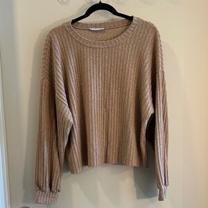 Zara Brown Ribbed Crew Neck Sweater